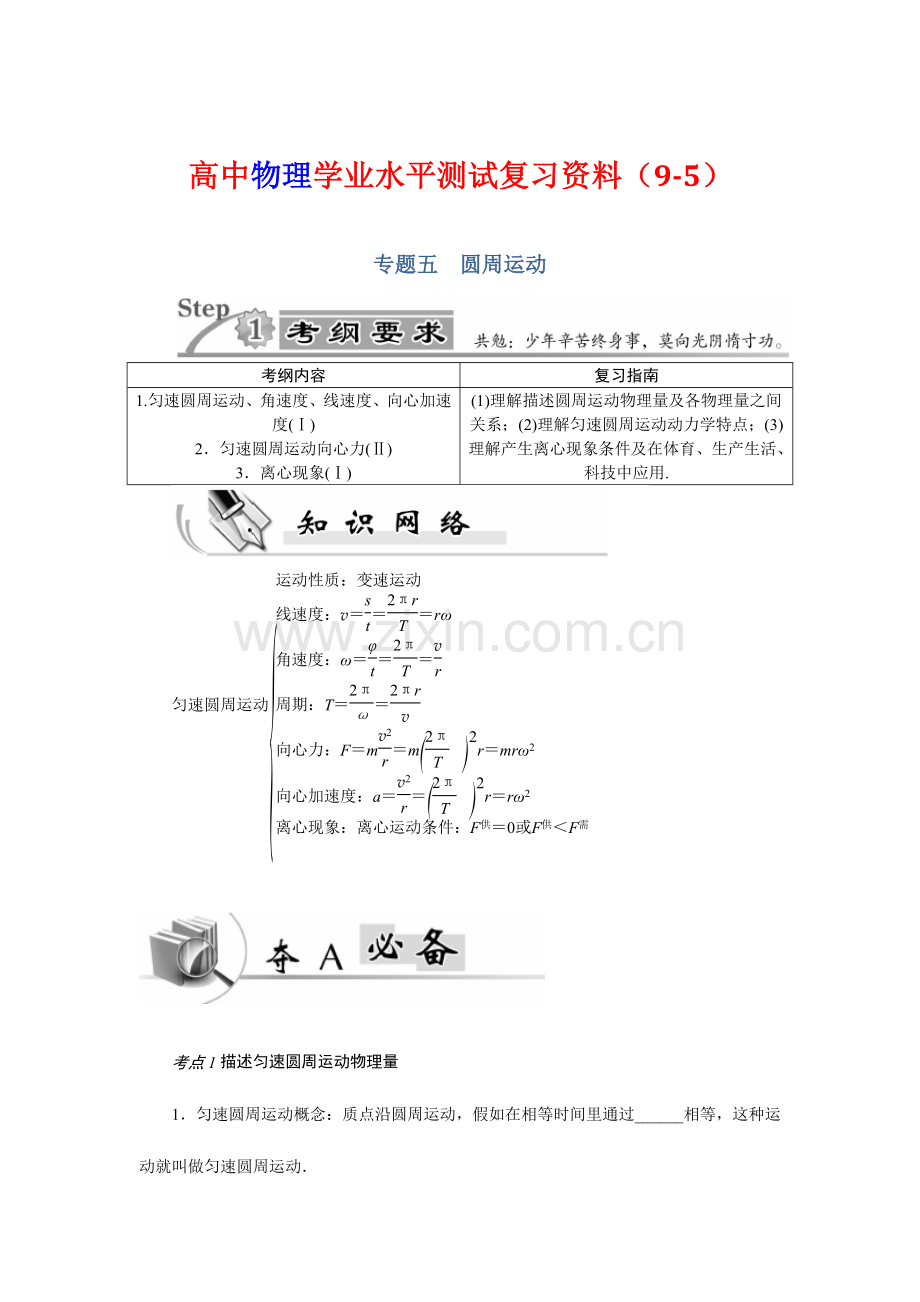 2023年高中物理学业水平测试复习资料专题圆周运动.doc_第1页