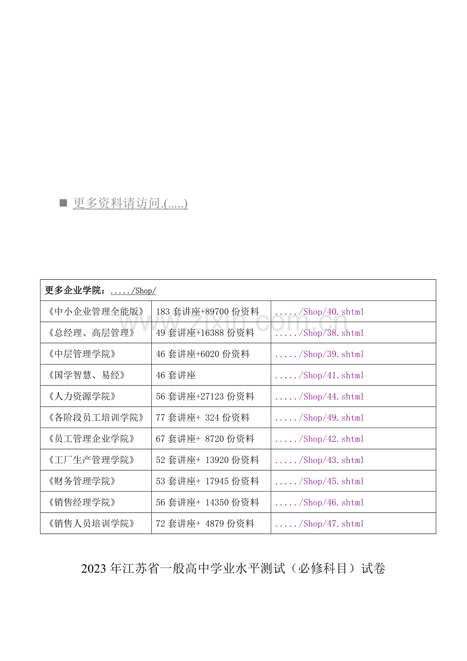 2023年江苏省普通高中学业水平测试试卷之地理.doc_第1页