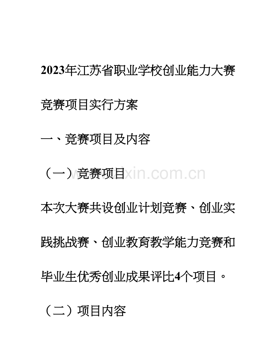 2023年江苏省职业学校创业能力大赛竞赛项目实施方案.doc_第1页