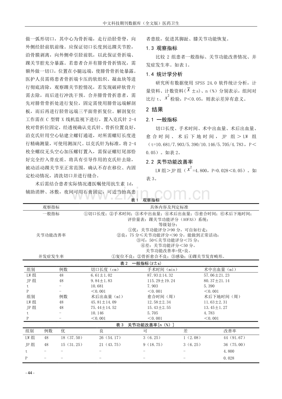 全螺纹无头加压空心螺钉修复胫骨远端三平面骨折的临床效果.pdf_第2页