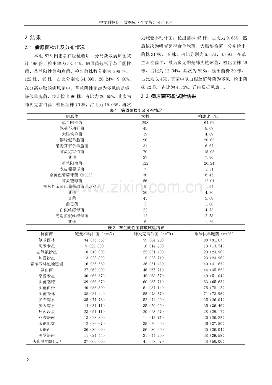 内科患者下呼吸道感染病原菌的构成及耐药情况研究.pdf_第2页