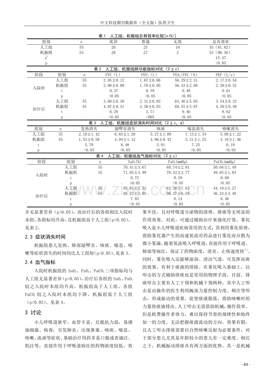 探究雾化吸入联合机械振动排痰辅助治疗小儿肺炎的临床效果.pdf_第3页