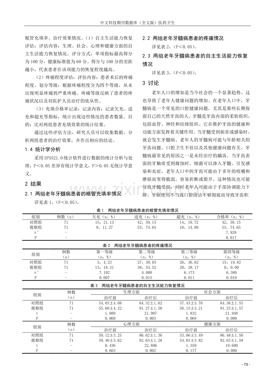 探讨根管充填治疗老年人牙髓病的临床疗效.pdf_第2页