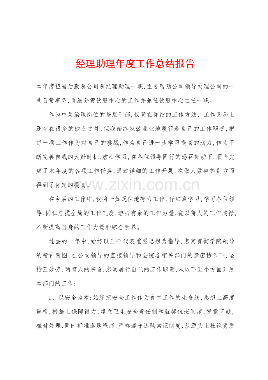 经理助理年度工作总结报告.docx_第1页