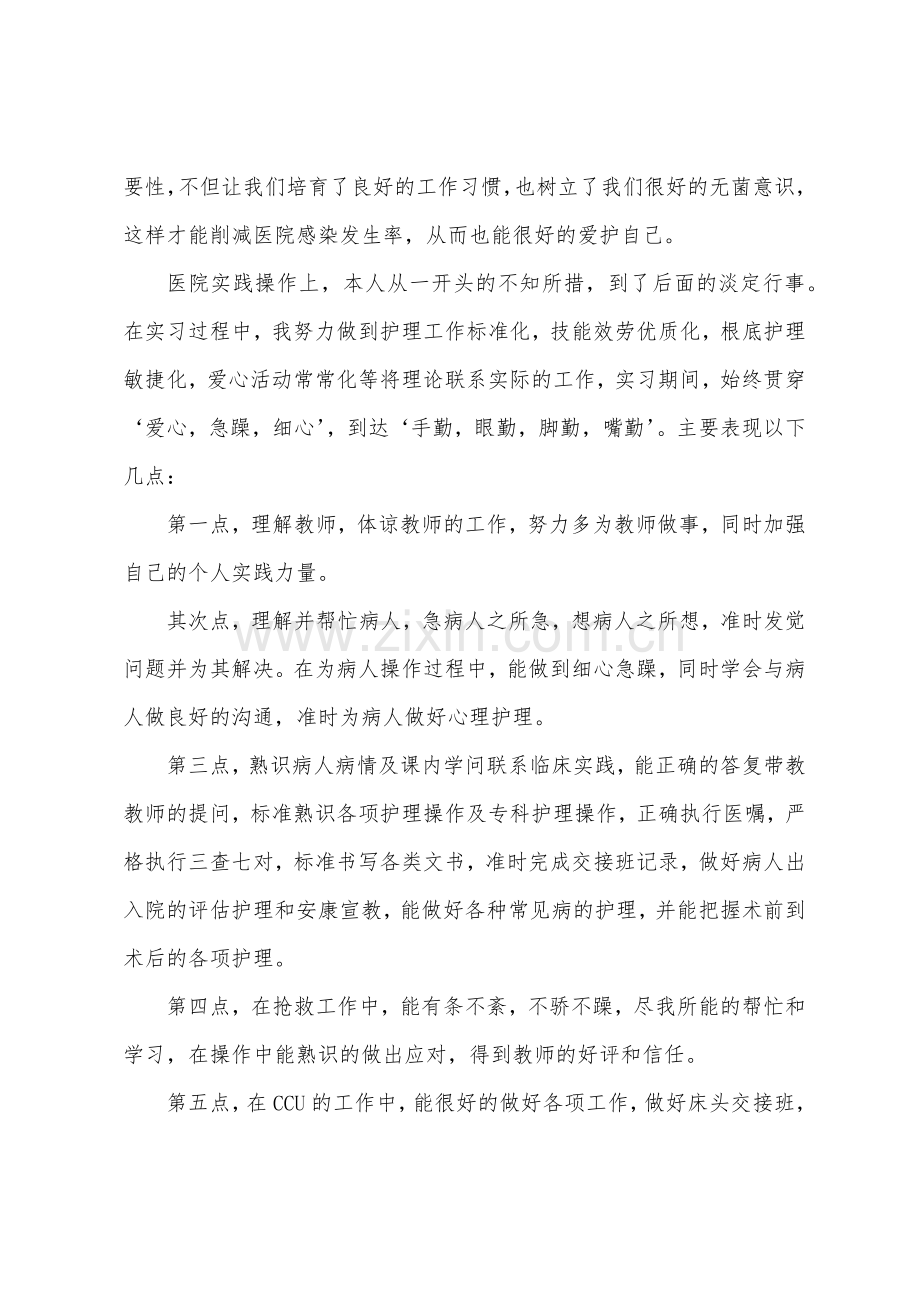 护理专业实习生自我总结范文.docx_第2页