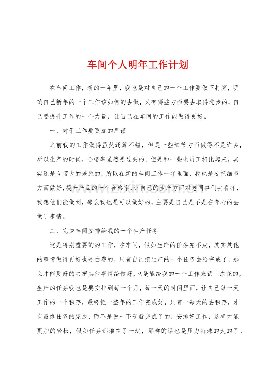 车间个人明年工作计划.docx_第1页