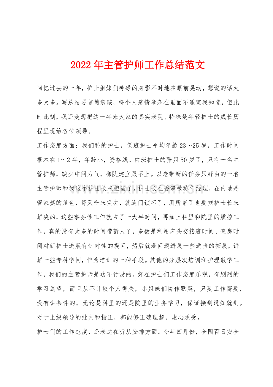 2022年主管护师工作总结.docx_第1页