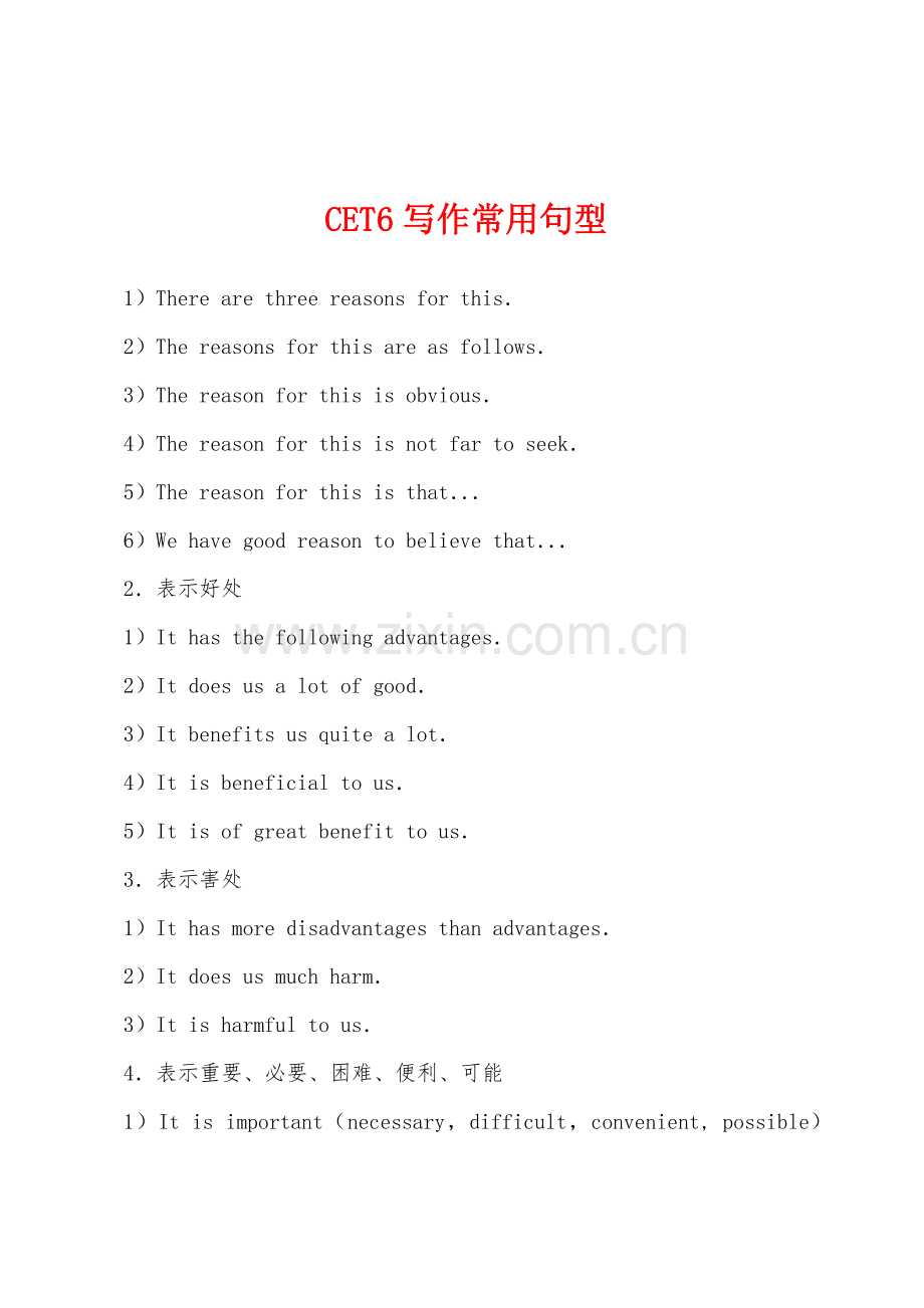 CET6写作常用句型.docx_第1页