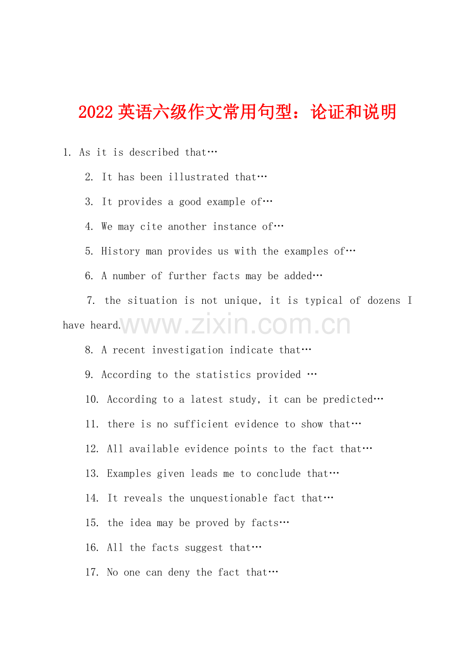 2022年英语六级作文常用句型论证和说明.docx_第1页