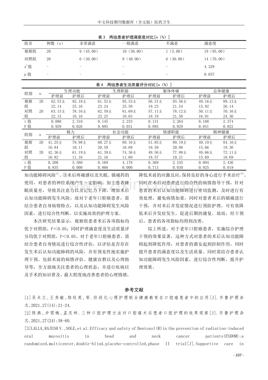 老年口腔癌患者术后认知功能障碍因素分析和护理要点探讨.pdf_第3页