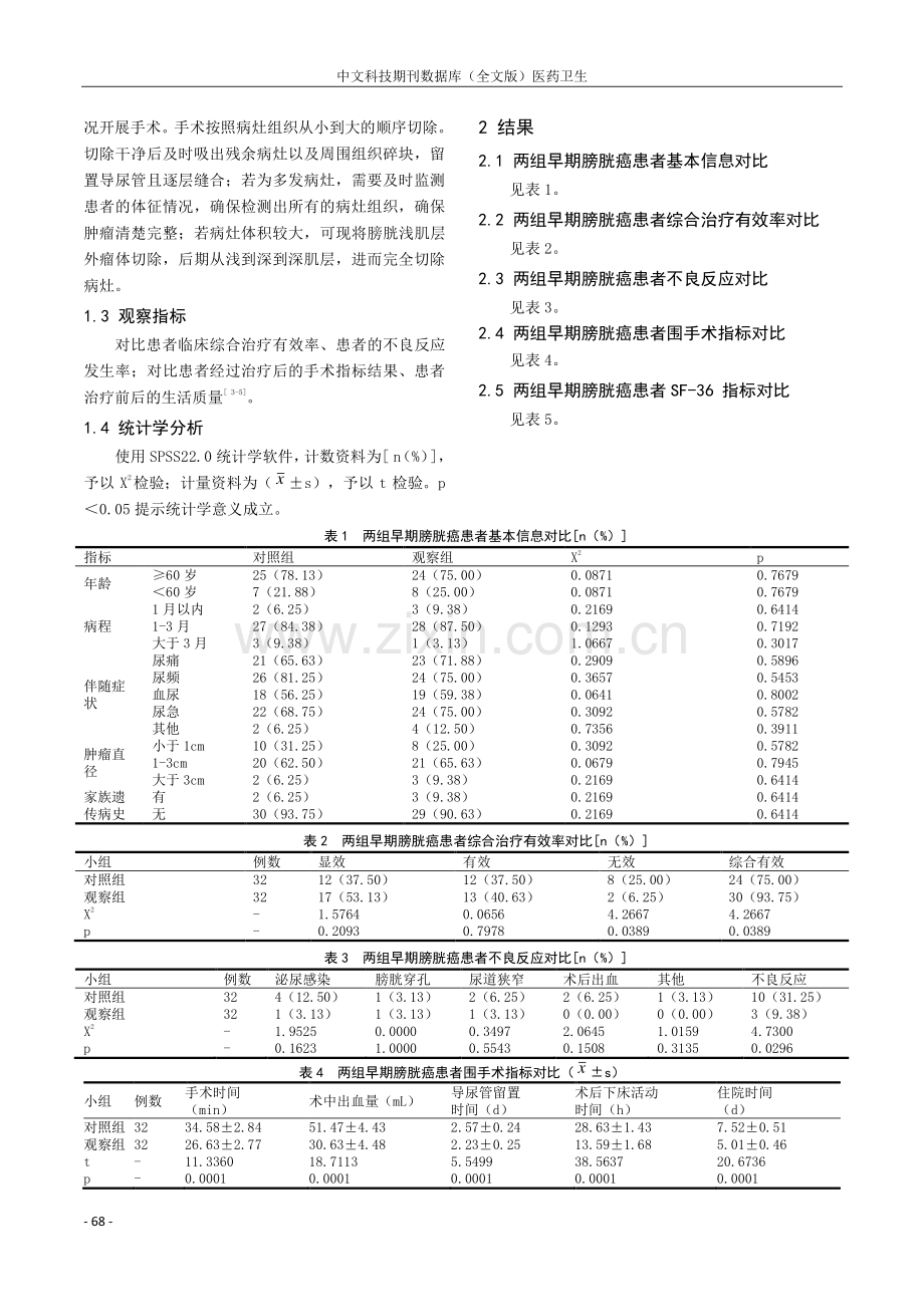 经尿道电切术和开放手术治疗早期膀胱癌的手术效果及预后对比分析.pdf_第2页