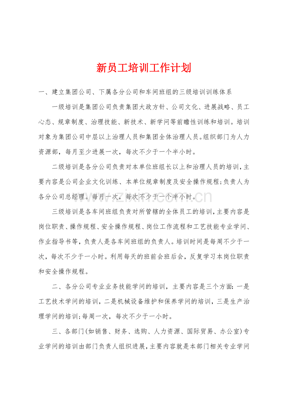 新员工培训工作计划.docx_第1页