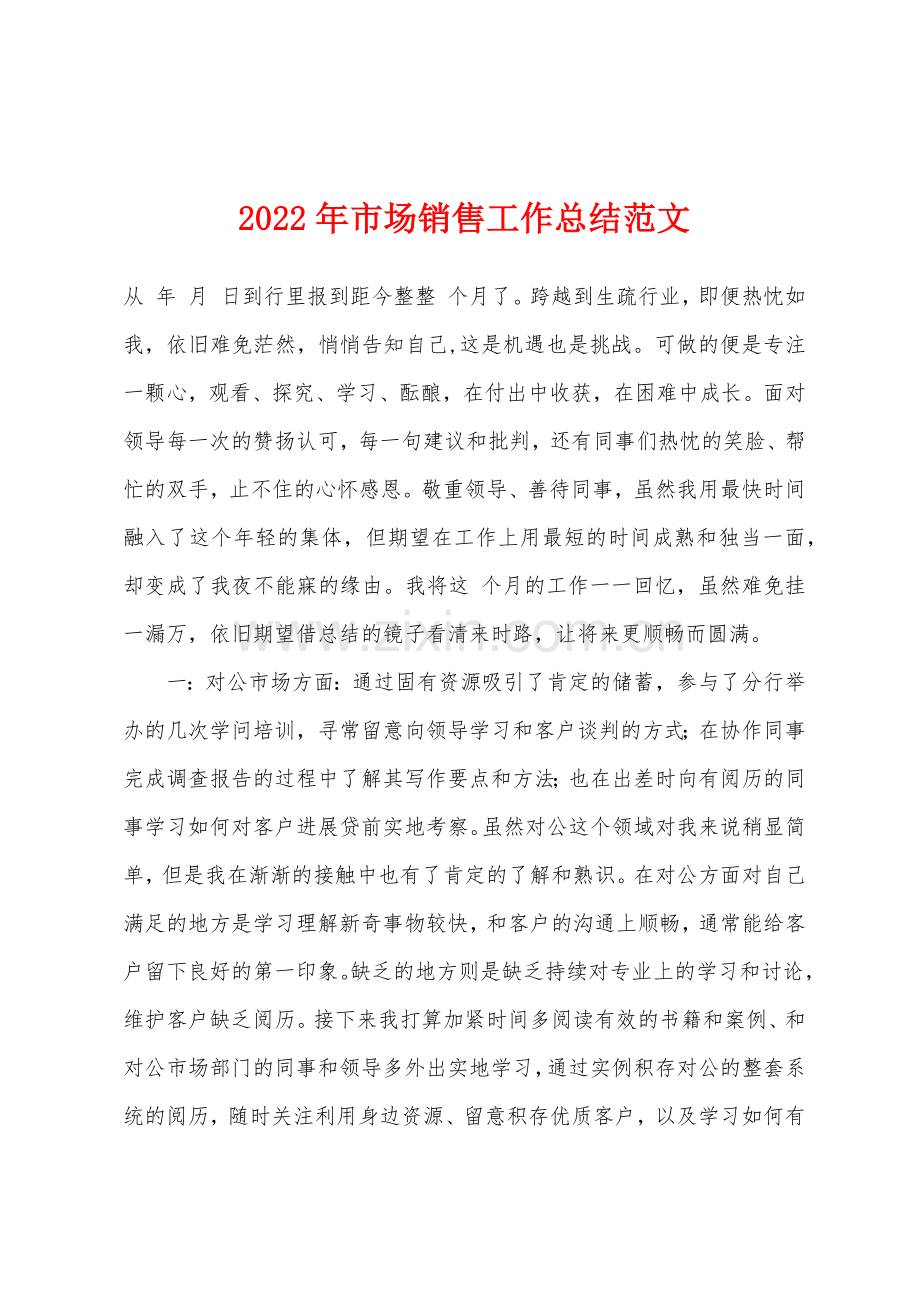 2022年市场销售工作总结.docx_第1页