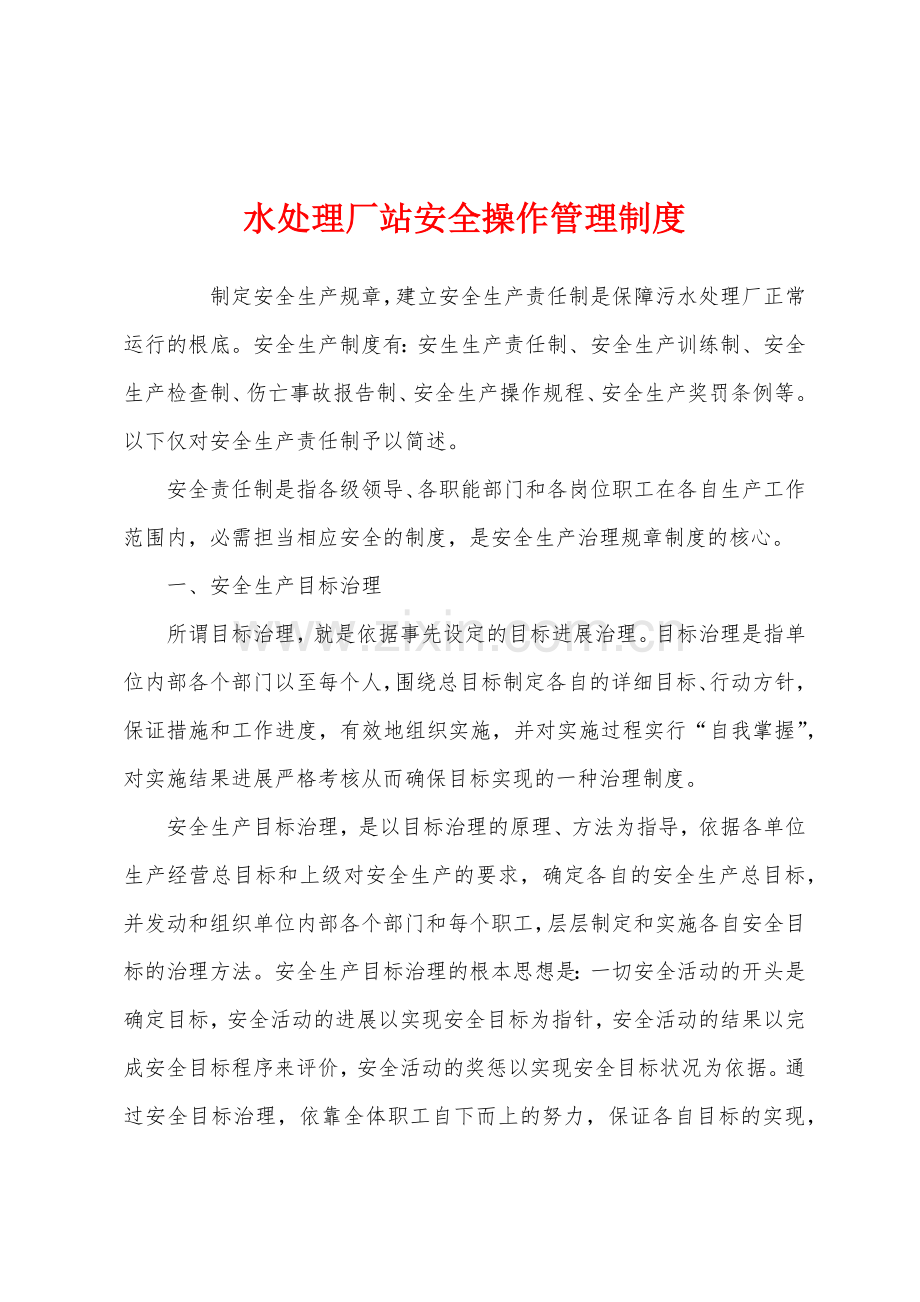 水处理厂站安全操作管理制度.docx_第1页