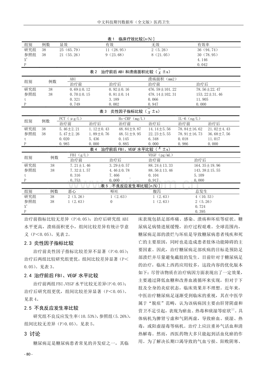 观察肾四味合加味顾步汤治疗糖尿病足的临床疗效.pdf_第2页