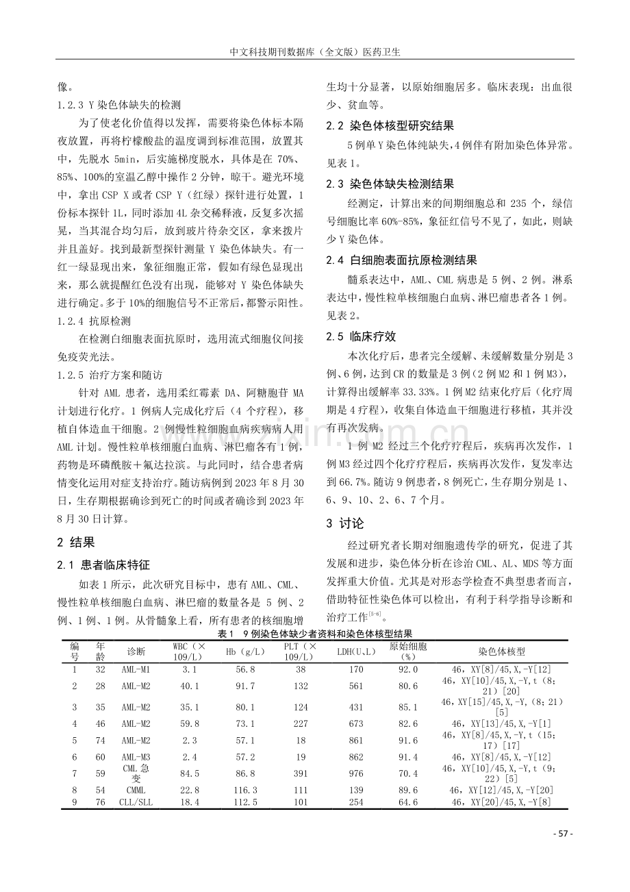 恶性血液病伴有Y染色体缺失患者的临床分析.pdf_第2页