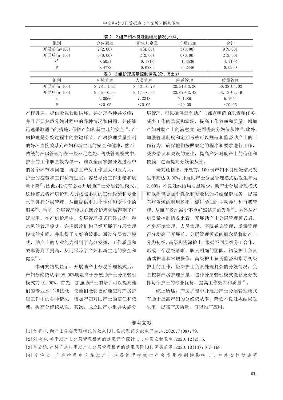 产房护理中开展助产士分层管理模式对产房质量控制的作用分析.pdf_第3页