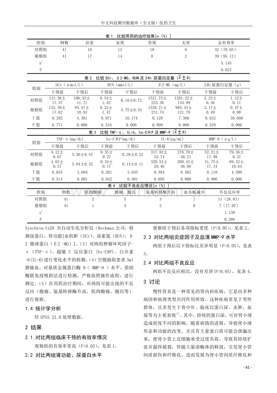 不同剂量雷公藤多苷联合缬沙坦治疗慢性肾小球肾炎患者的临床疗效.pdf_第2页