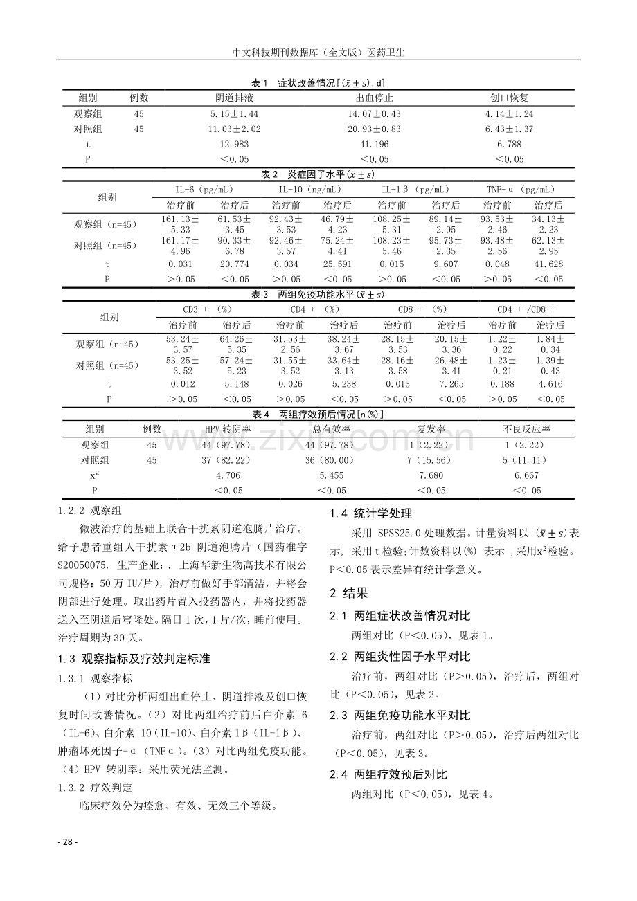 干扰素阴道泡腾片联合微波治疗宫颈炎合并高危型人乳头瘤病毒感染的疗效.pdf_第2页