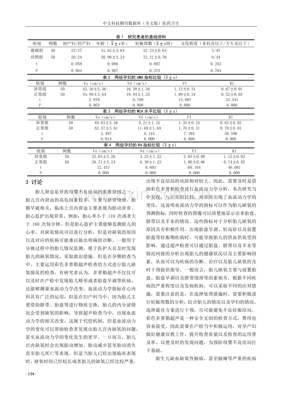 彩色多普勒血流动力学指标预测胎儿缺氧的应用价值分析.pdf_第2页