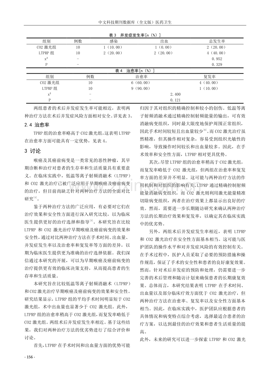 比较低温等离子射频消融术及CO2激光治疗早期喉癌及癌前病变的效果与安全性研究.pdf_第3页