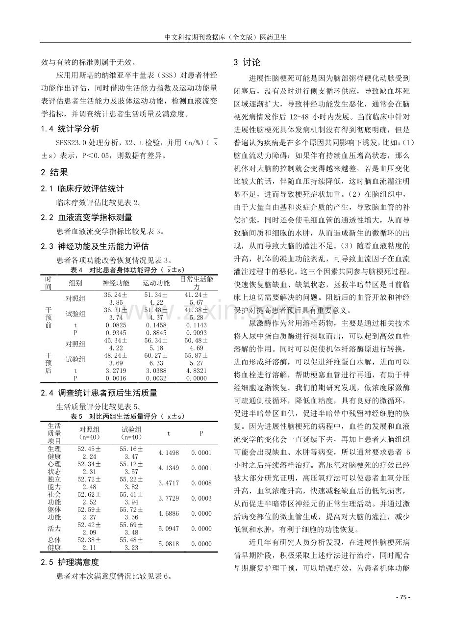 高压氧联合小剂量尿激酶治疗进展性脑梗死的护理研究.pdf_第3页