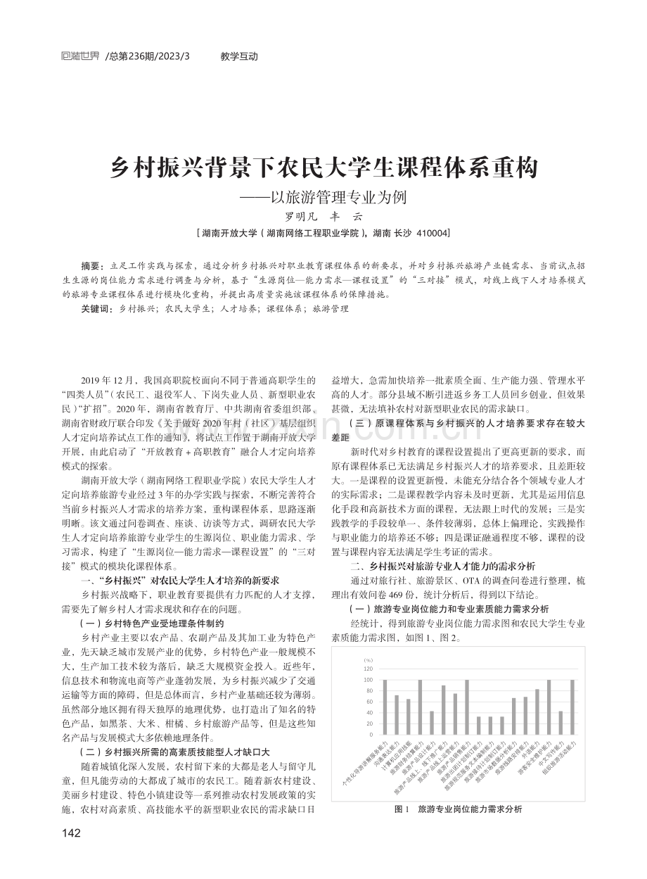 乡村振兴背景下农民大学生课程体系重构——以旅游管理专业为例.pdf_第1页