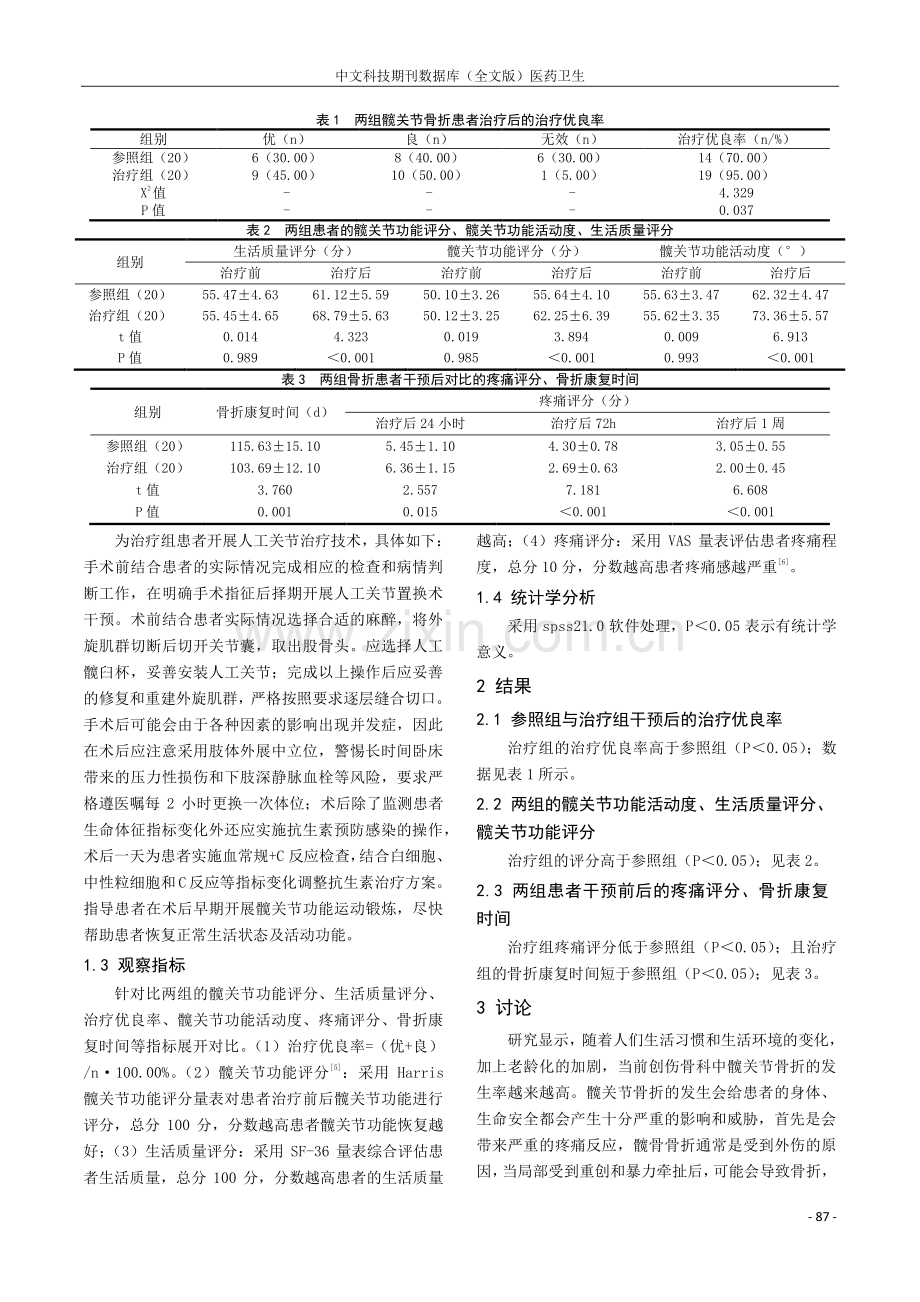 创伤骨科中应用人工关节治疗技术的临床治疗效果分析.pdf_第2页