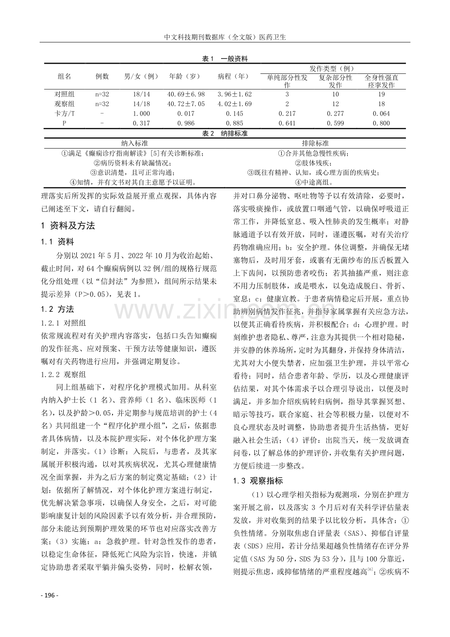 程序化护理对癫痫患者的临床效果及心理状态影响观察.pdf_第2页