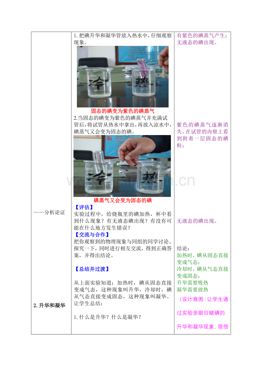 初中物理八年级升华和凝华教学设计.doc_第3页