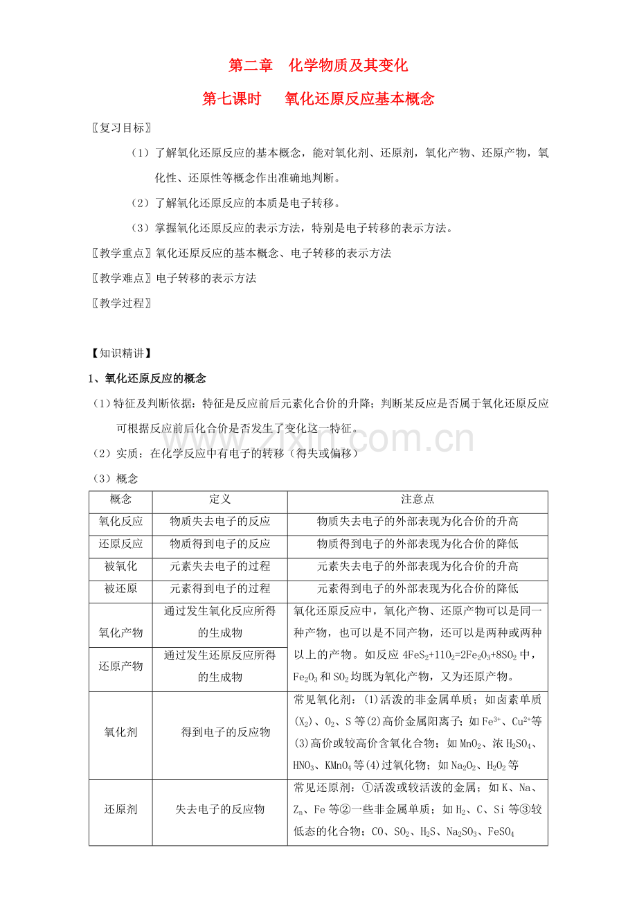 高三化学一轮复习-27-氧化还原反应基本概念教学设计.doc_第1页