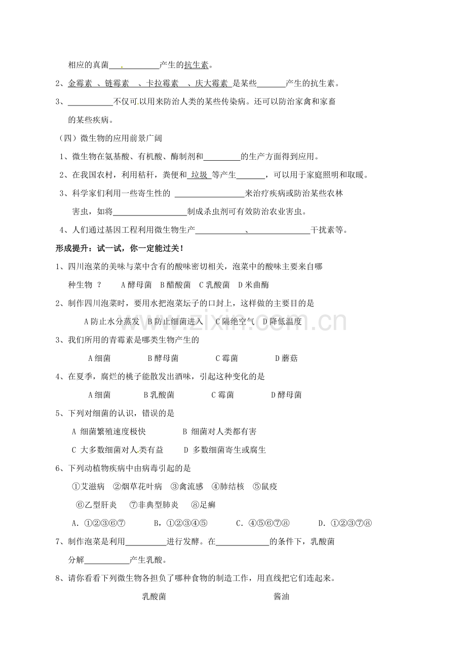 八年级生物上册-182-微生物与人类的关系学案无答案-北师大版.doc_第2页