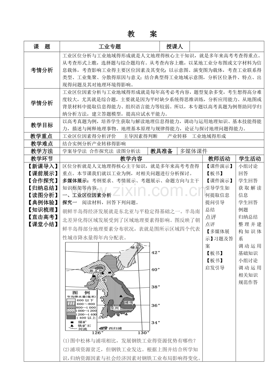 公开课二轮复习工业专题教案.doc_第1页