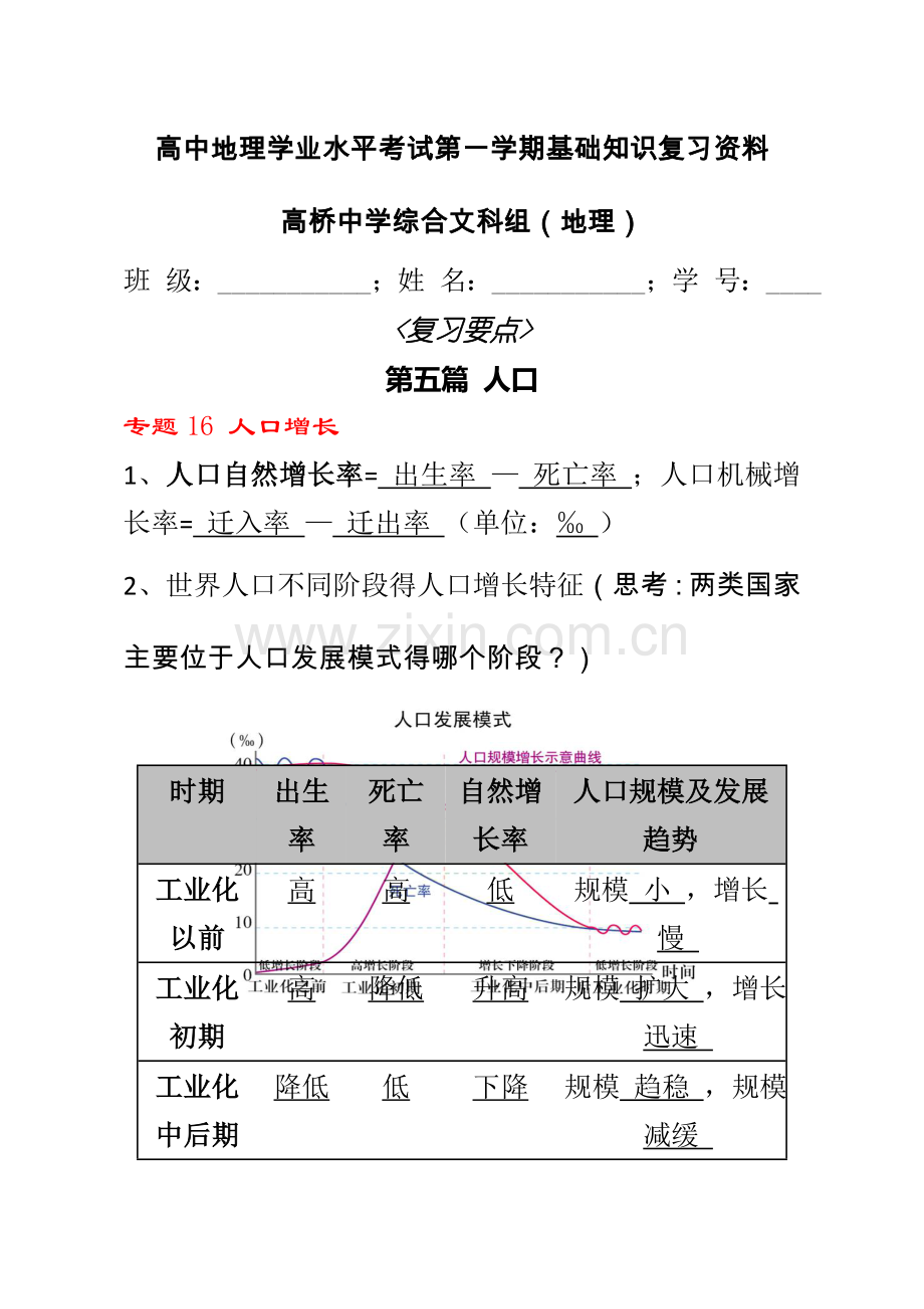 高中地理学业水平考试第二学期基础知识复习.doc_第1页