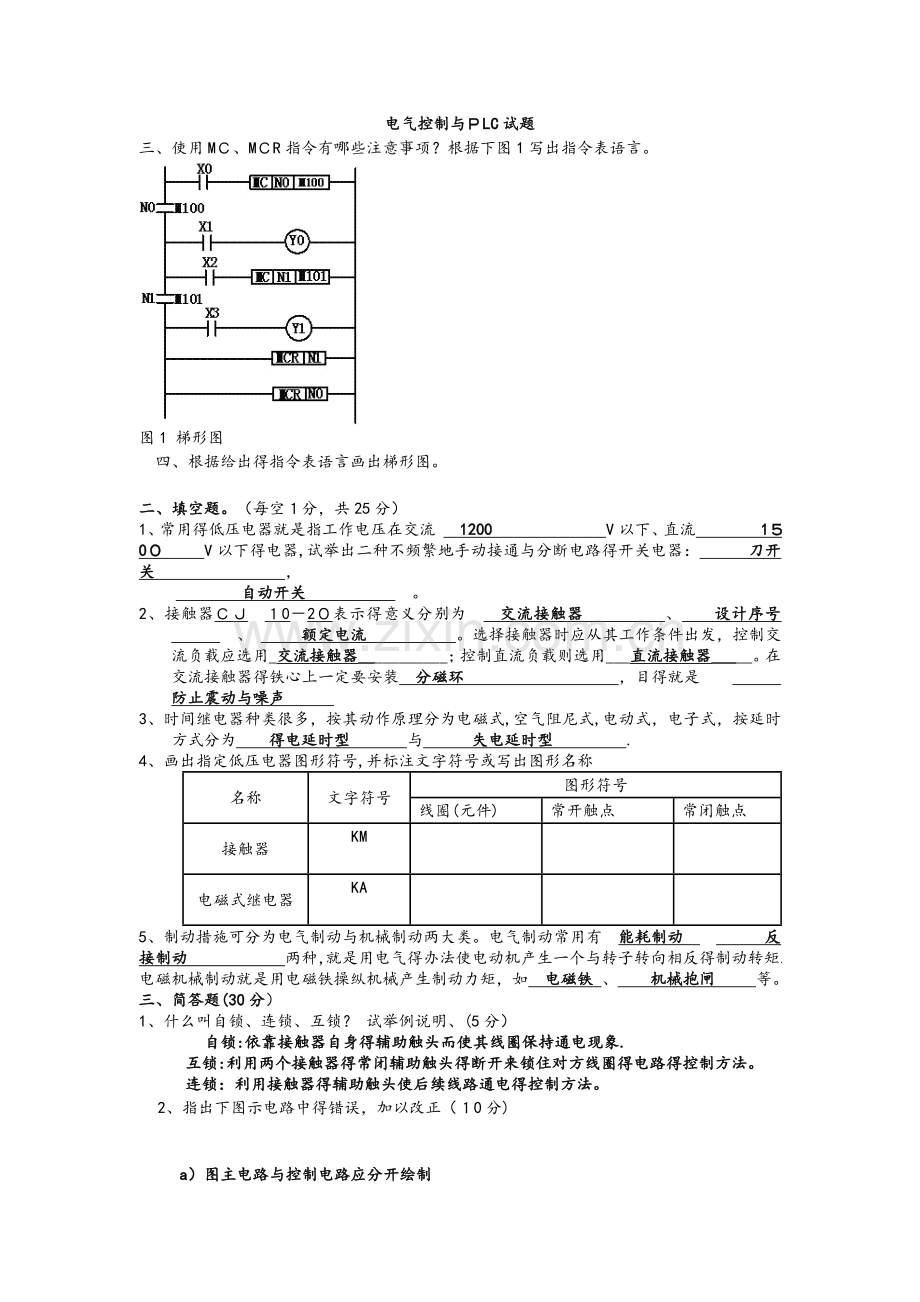 电气控制与PLC试题.doc_第1页