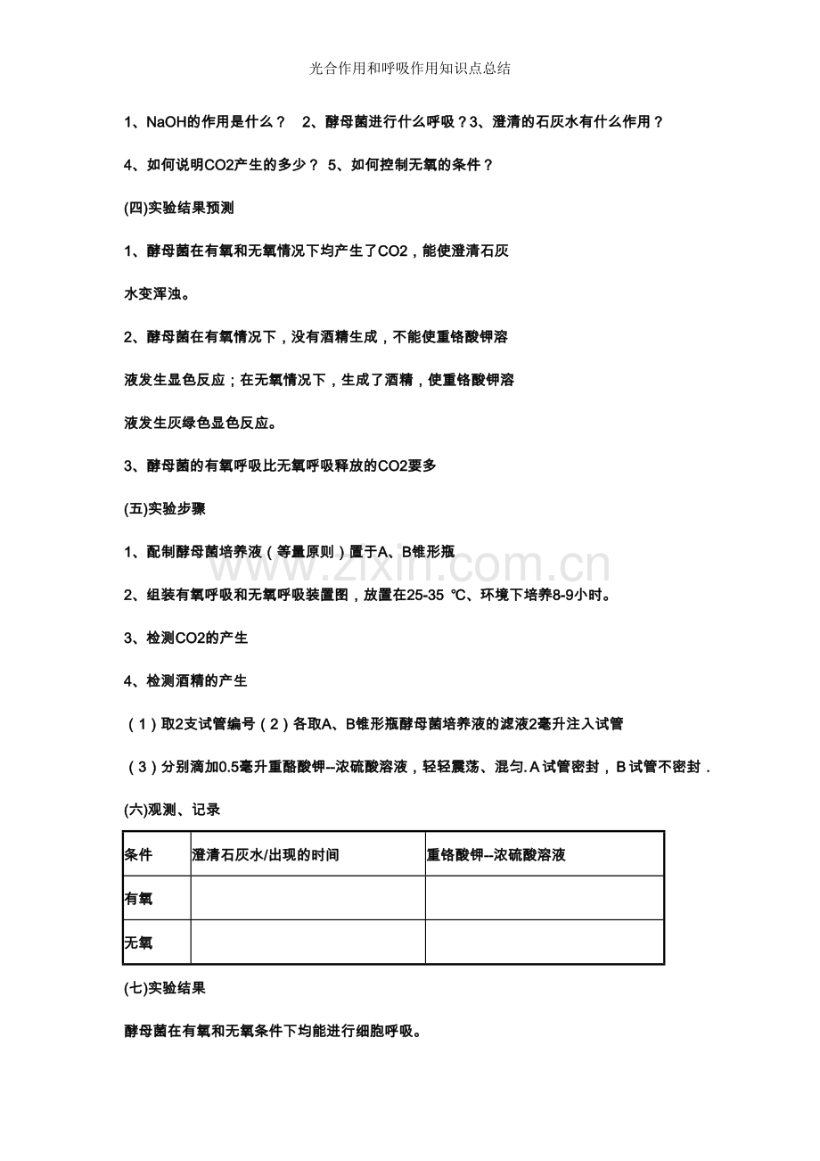 光合作用和呼吸作用知识点总结.doc_第2页