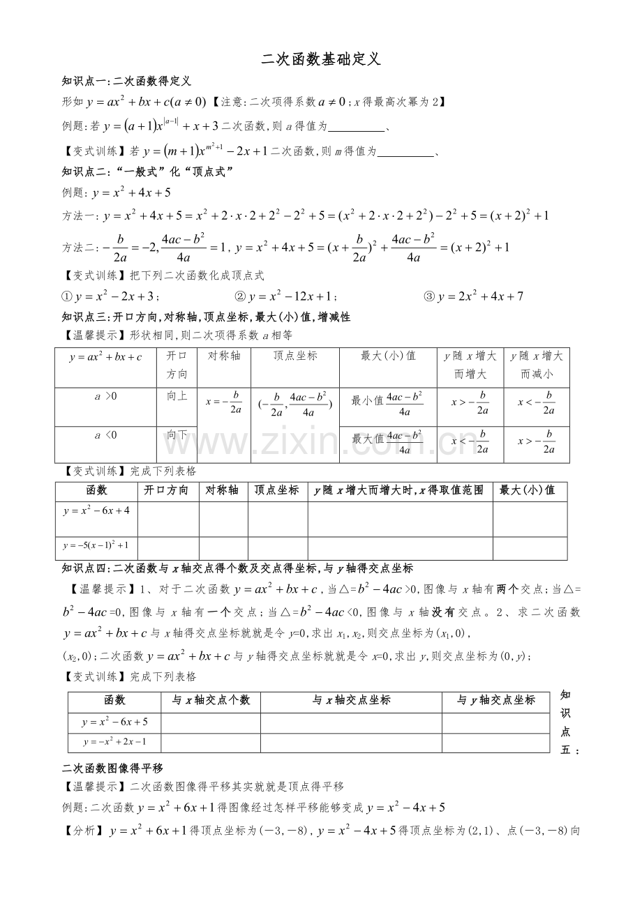 二次函数的图像专项练习题集.doc_第1页