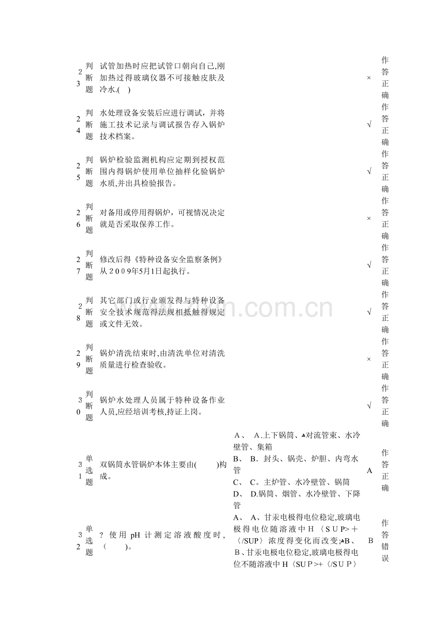 二级锅炉水处理试题(有答案).doc_第3页