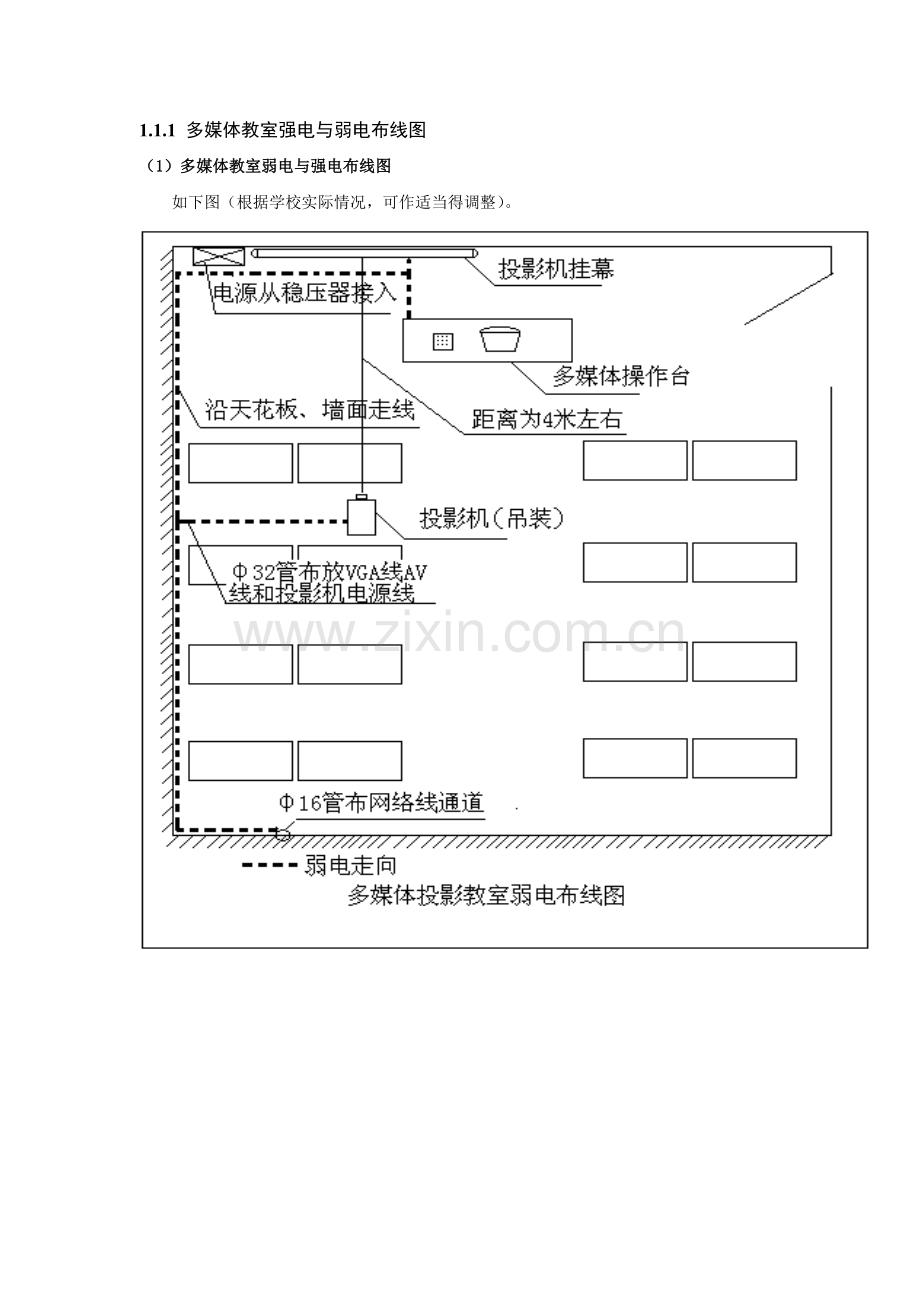 多媒体教室强电和弱电布线图.doc_第1页