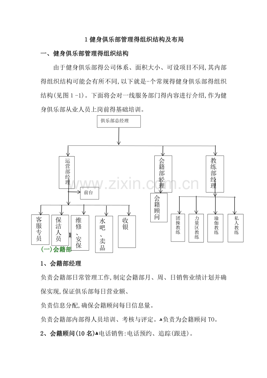 俱乐部各部门组织结构图.doc_第1页