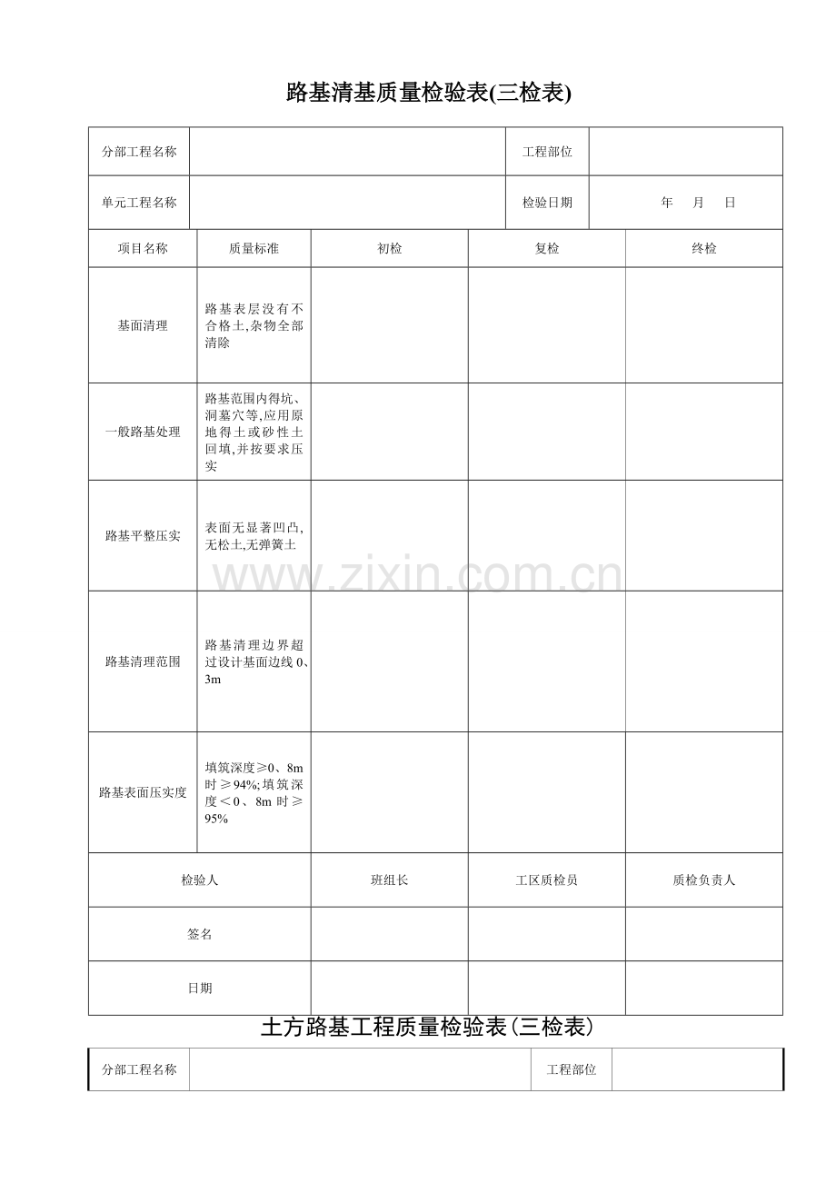 公路道路三检表.doc_第1页