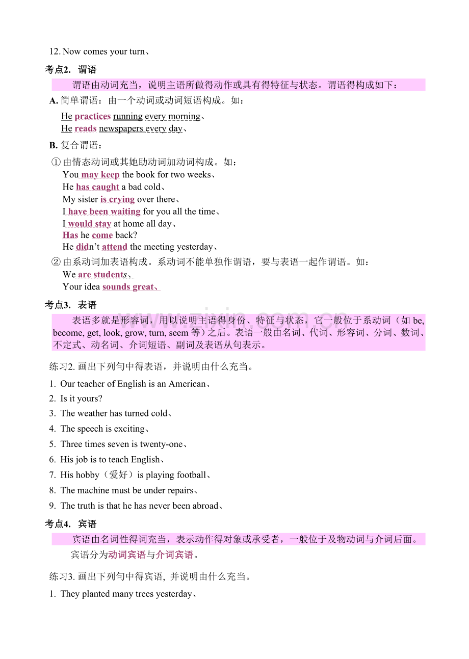 高中英语语法通霸句子结构成分分析主语谓语宾语定语状语补语.doc_第3页