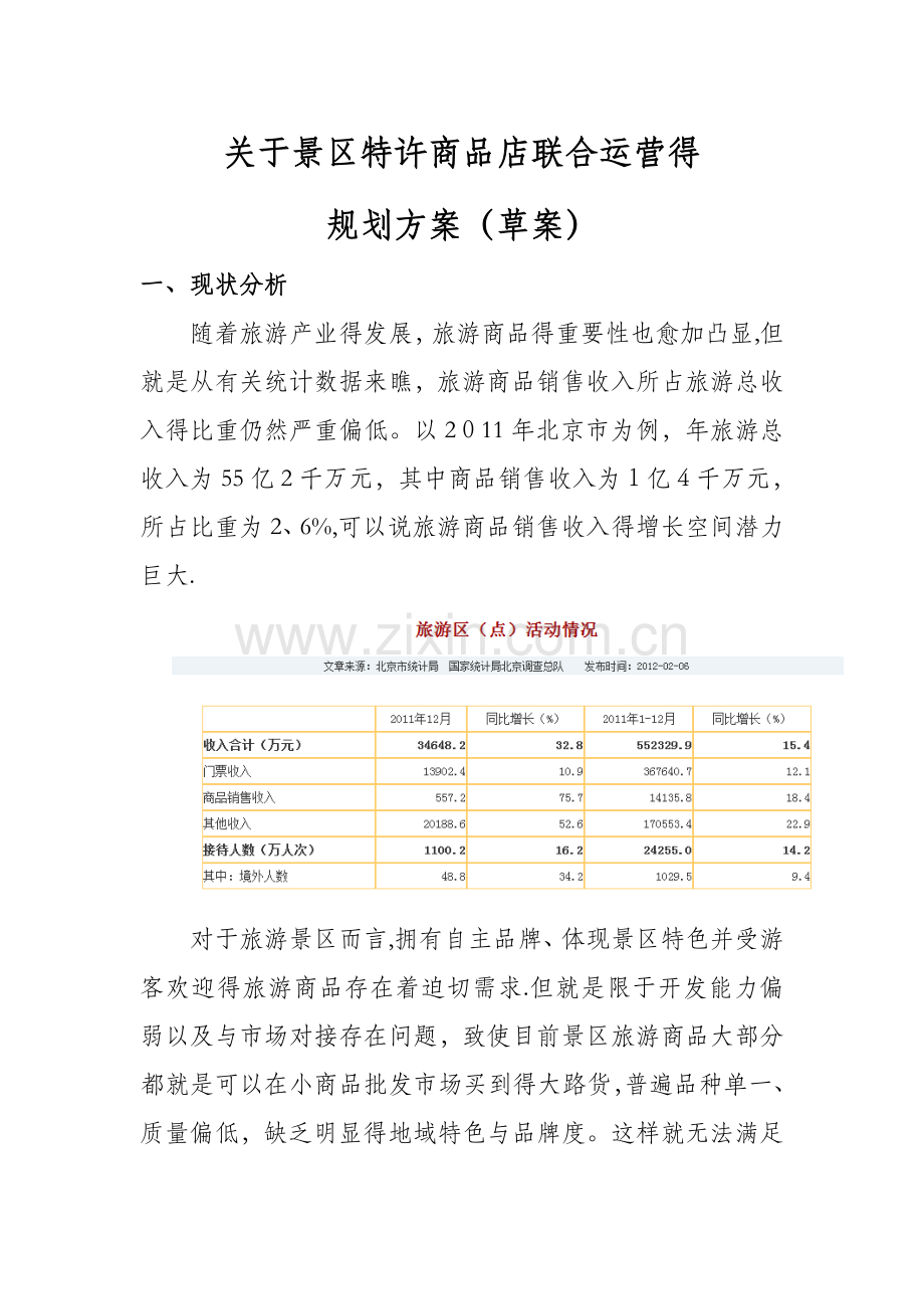 关于景区特许商品店联合运营的规划方案.doc_第1页