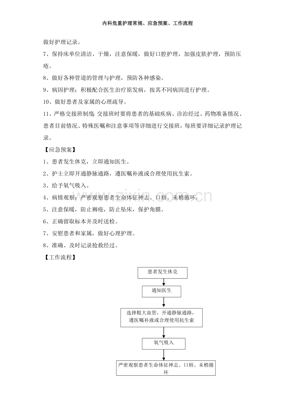 内科危重护理常规、应急预案、工作流程.doc_第2页