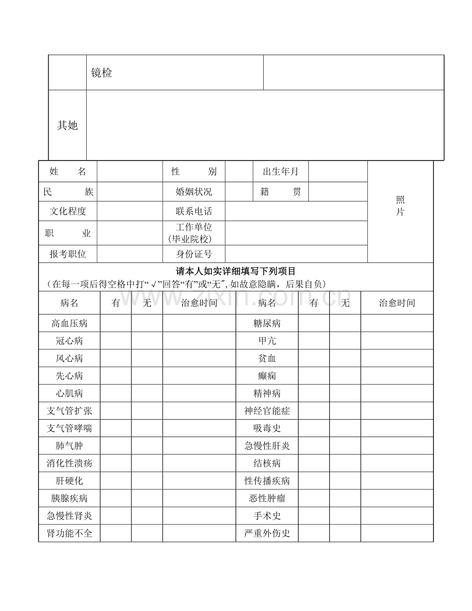 事业单位公开招聘工作人员体检表.doc_第3页