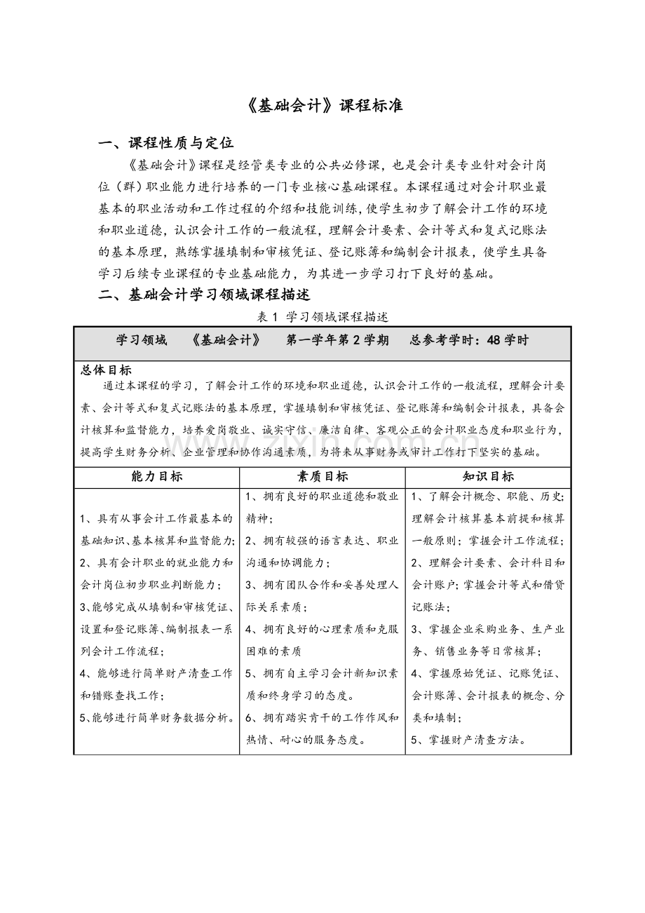 《基础会计》课程标准.doc_第1页