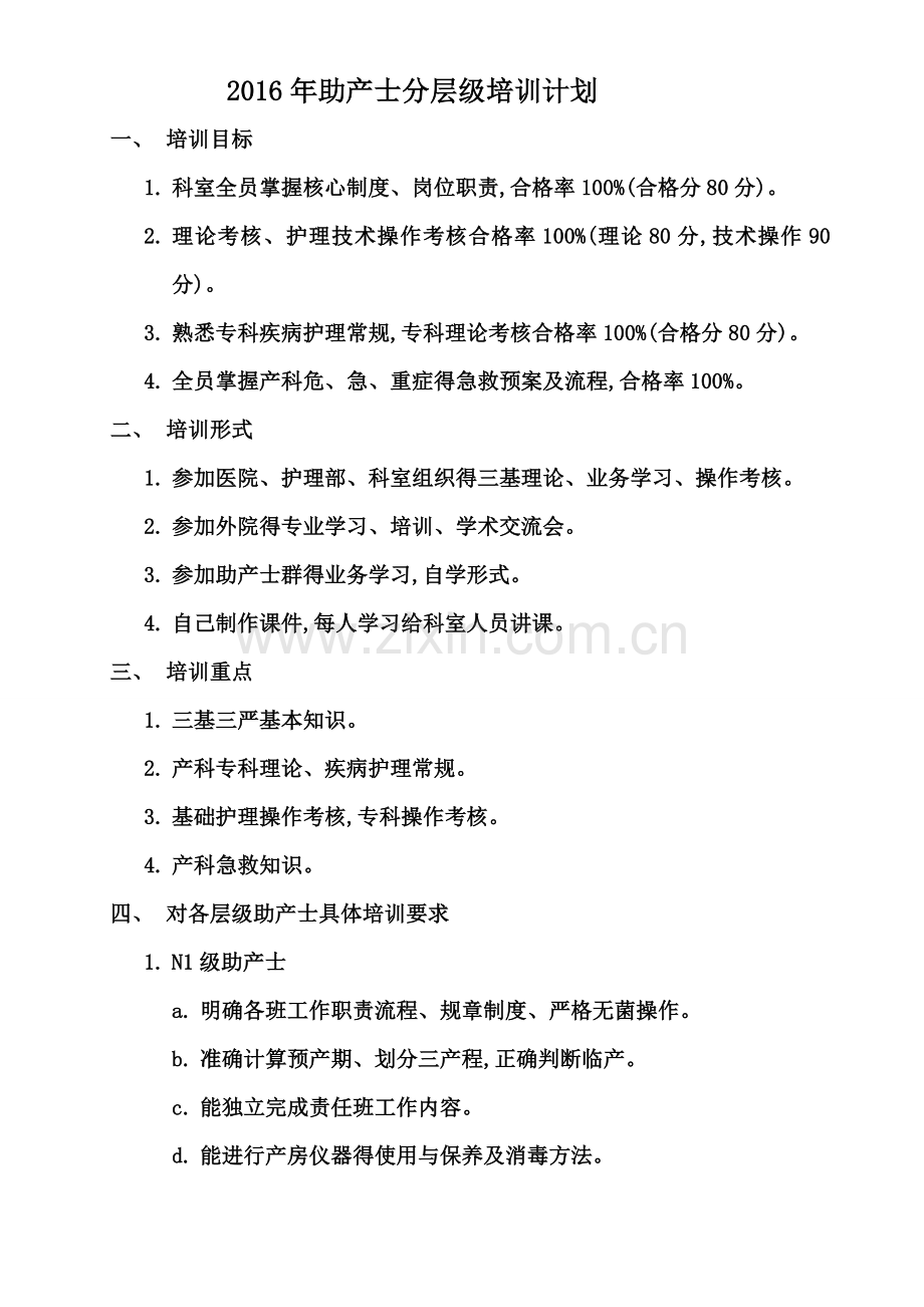 助产士分层级培训计划.doc_第1页