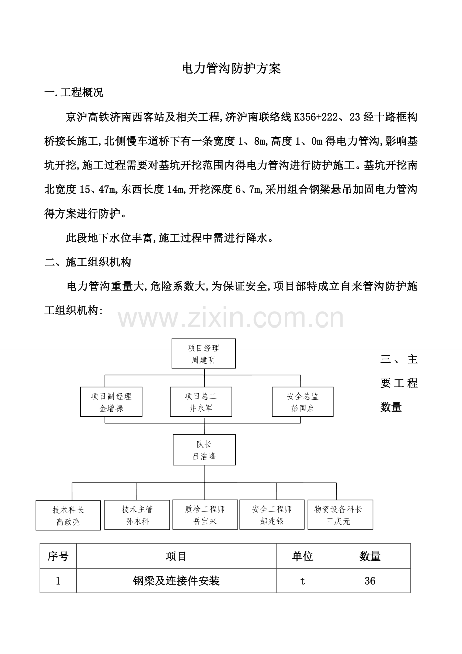 电力管沟防护方案.doc_第1页