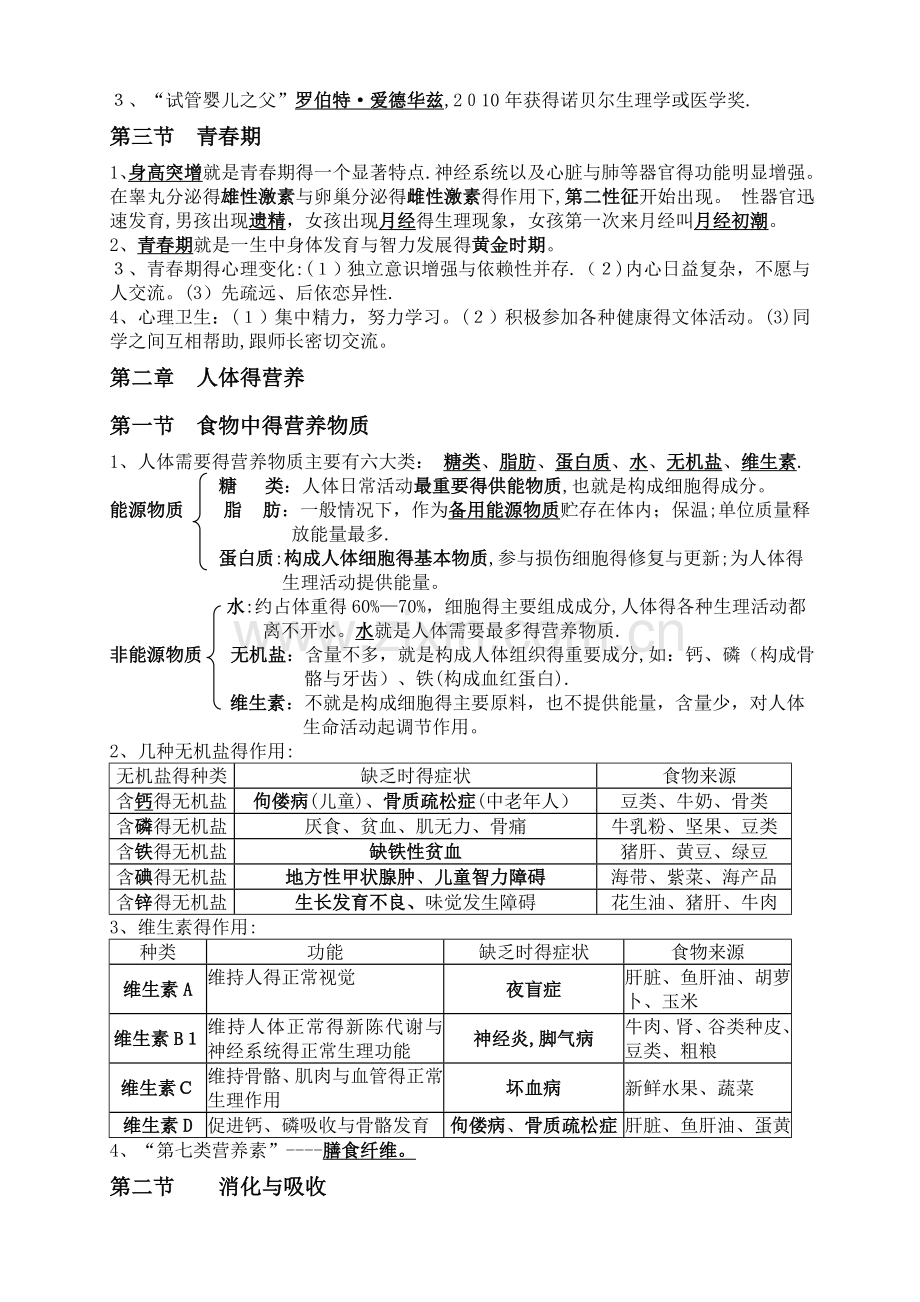 七年级下册生物学知识点汇总-(2).doc_第2页