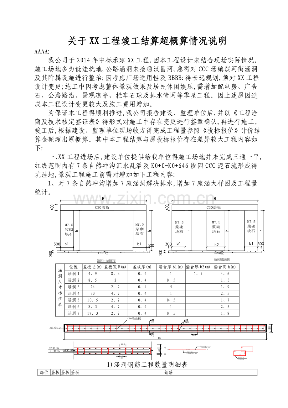 关于工程竣工结算超概算情况说明.doc_第1页